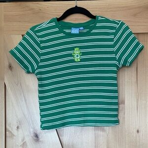 Care Bears Green and White Striped Crop Tee